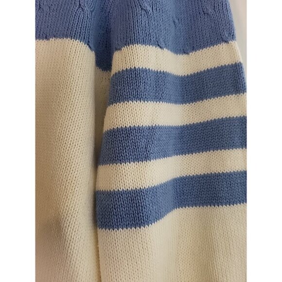 Calvin Klein Jeans Womens Mock Neck Cream & Blue Sweater Sz L - Picture 5 of 9